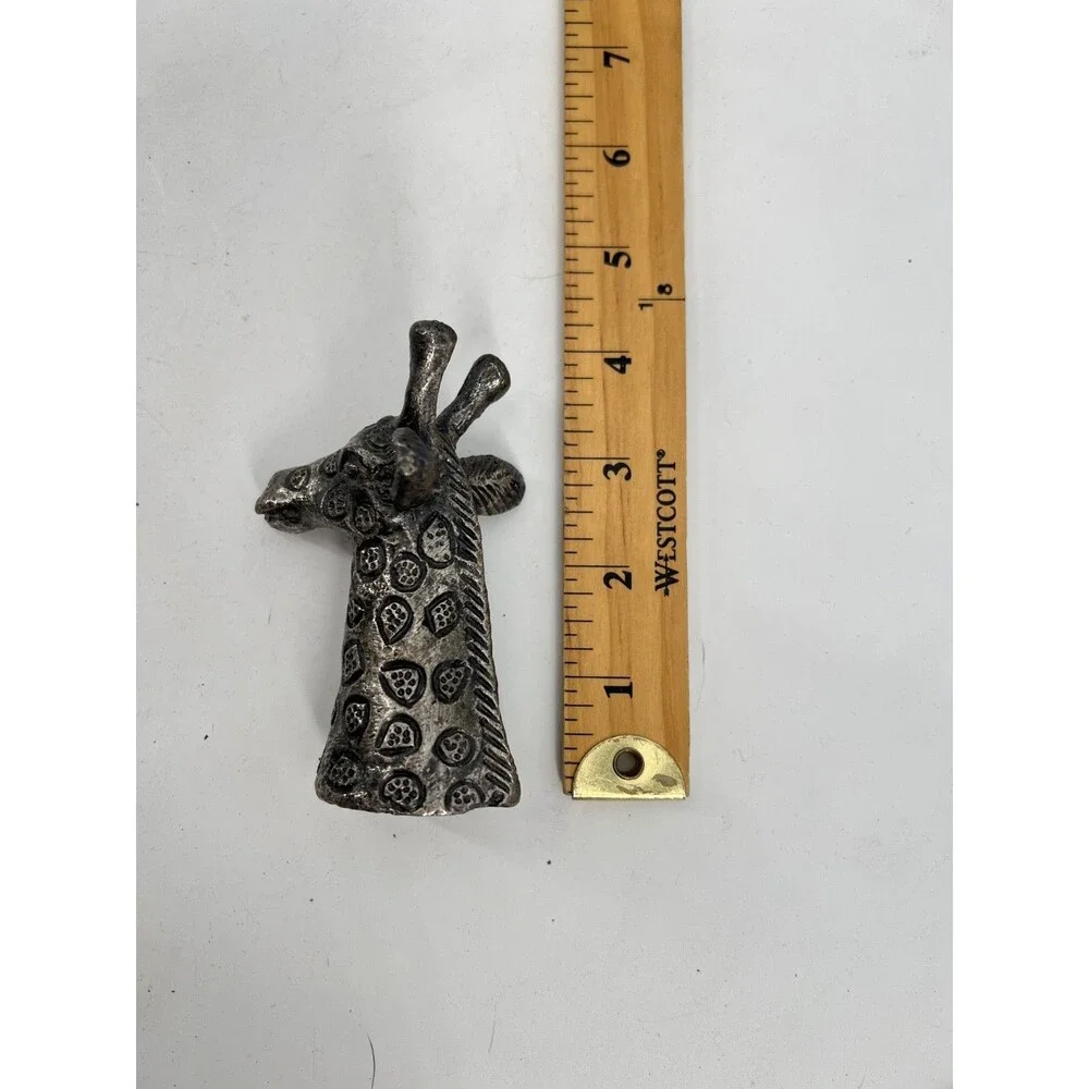 Vintage Giraffe  Salt and Pepper Shakers Pewter Silver Plated 4